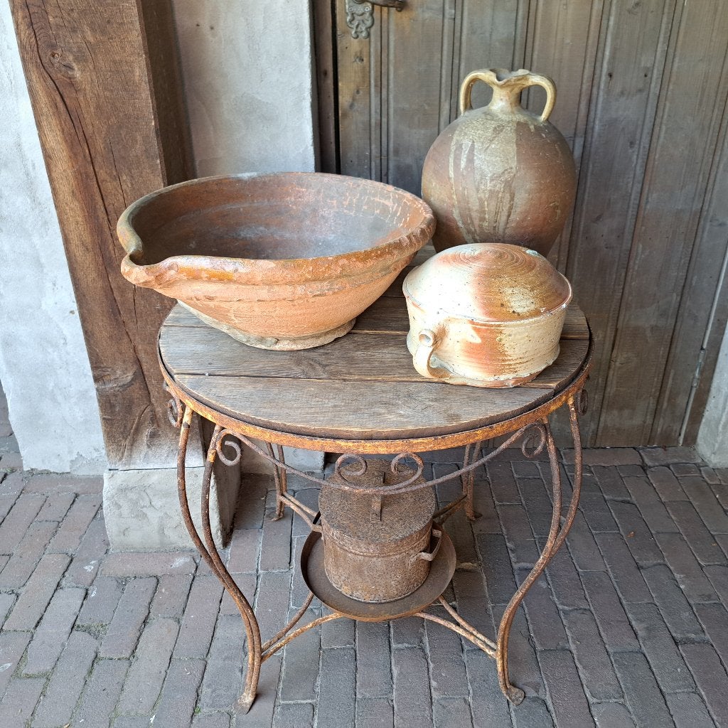 Oude Franse aardewerk kruik waterkruik roomschaal *Etage3*, Gebruikt, ., Ophalen of Verzenden, .