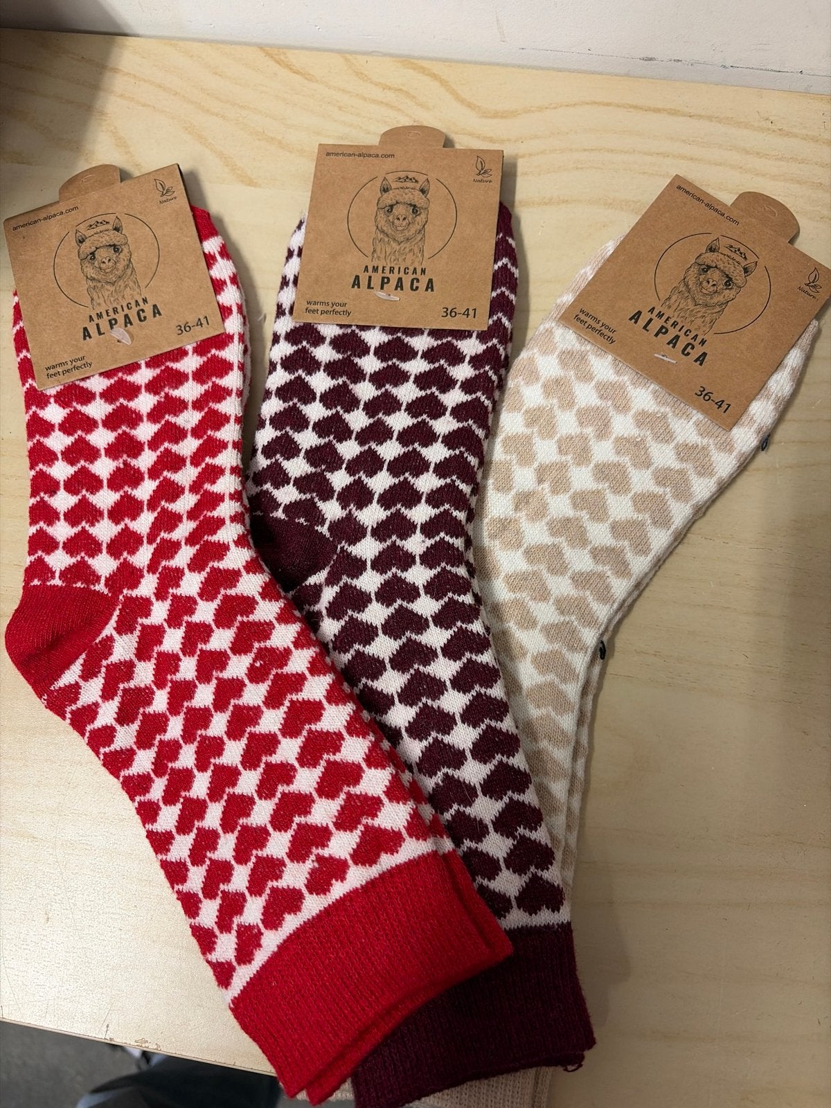 American Alpaca sokken met hartjespatroon, Sokken en Kniesokken, Nieuw, Overige maten, Ophalen of Verzenden