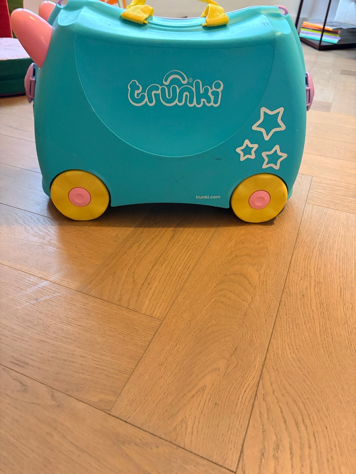 Trunki kinder koffer - Turquoise met sterren, Gebruikt, Hard kunststof, Minder dan 50 cm, Minder dan 35 cm