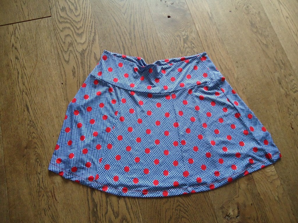 z.g.a.n. blauw King Louie rokje met rode stippen maat L, Kleding | Dames, Blauw, Maat 42/44 (L), Ophalen of Verzenden, Zo goed als nieuw