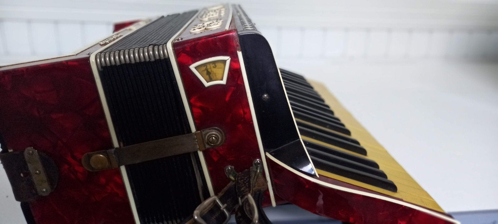 Puccini Accordeon  85 jaar oud speelt nog geweldig, Overige merken, Gebruikt, Met koffer, 60-bas