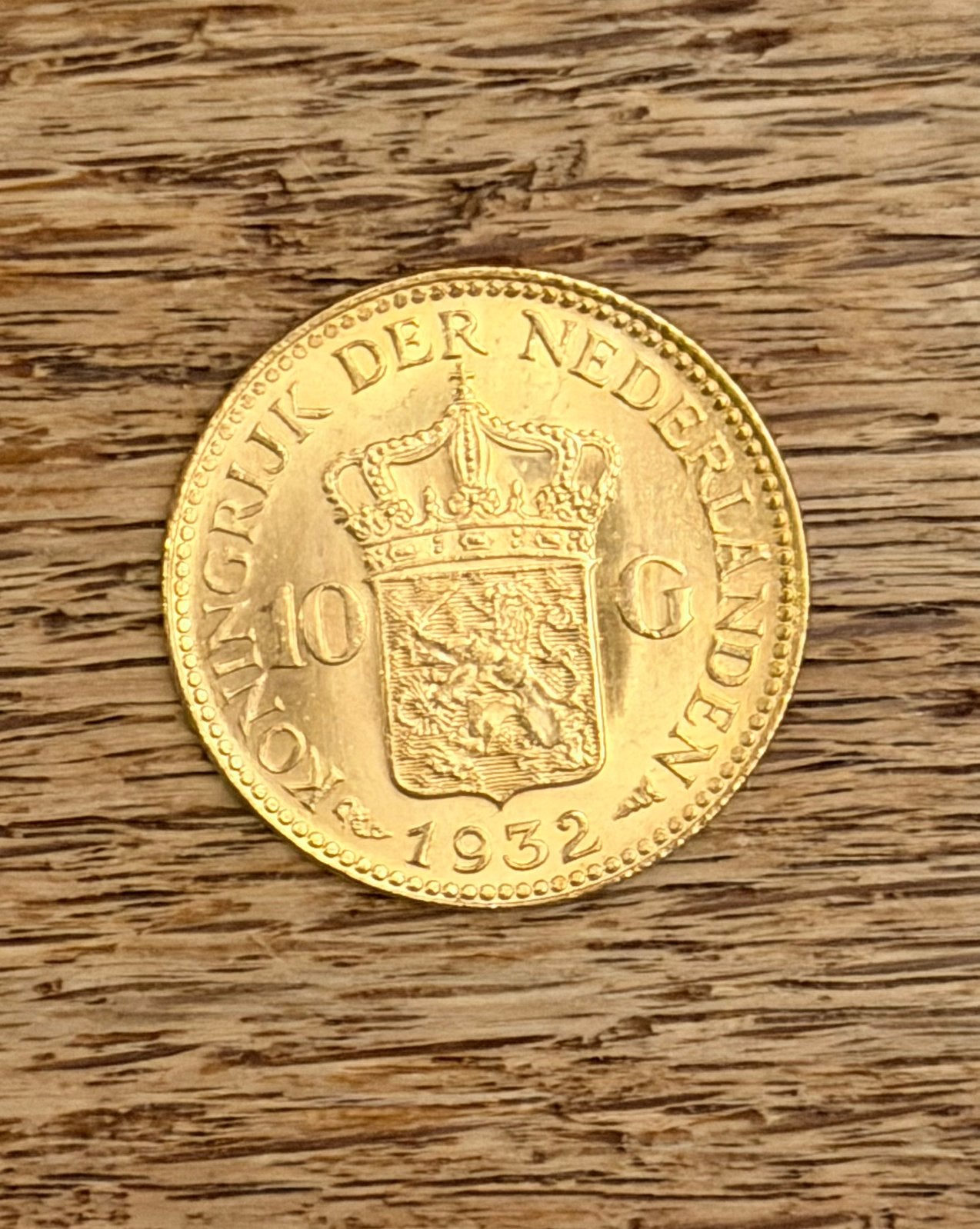 Gouden 10 Gulden munt 1932 Koningin Wilhelmina, Koningin Wilhelmina, Losse munt, 10 gulden, Goud