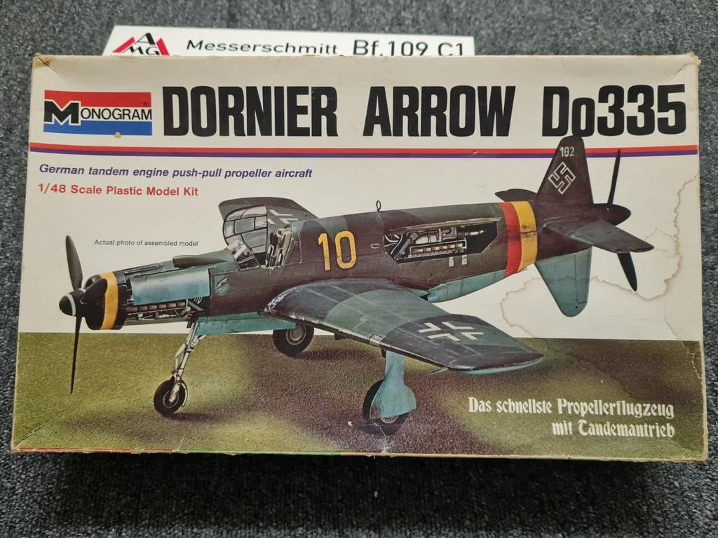 Monogram Dornier Arrow Do335 1/48 Schaal Modelbouw Kit, Overige merken, Gebruikt, Ophalen of Verzenden, Groter dan 1:72