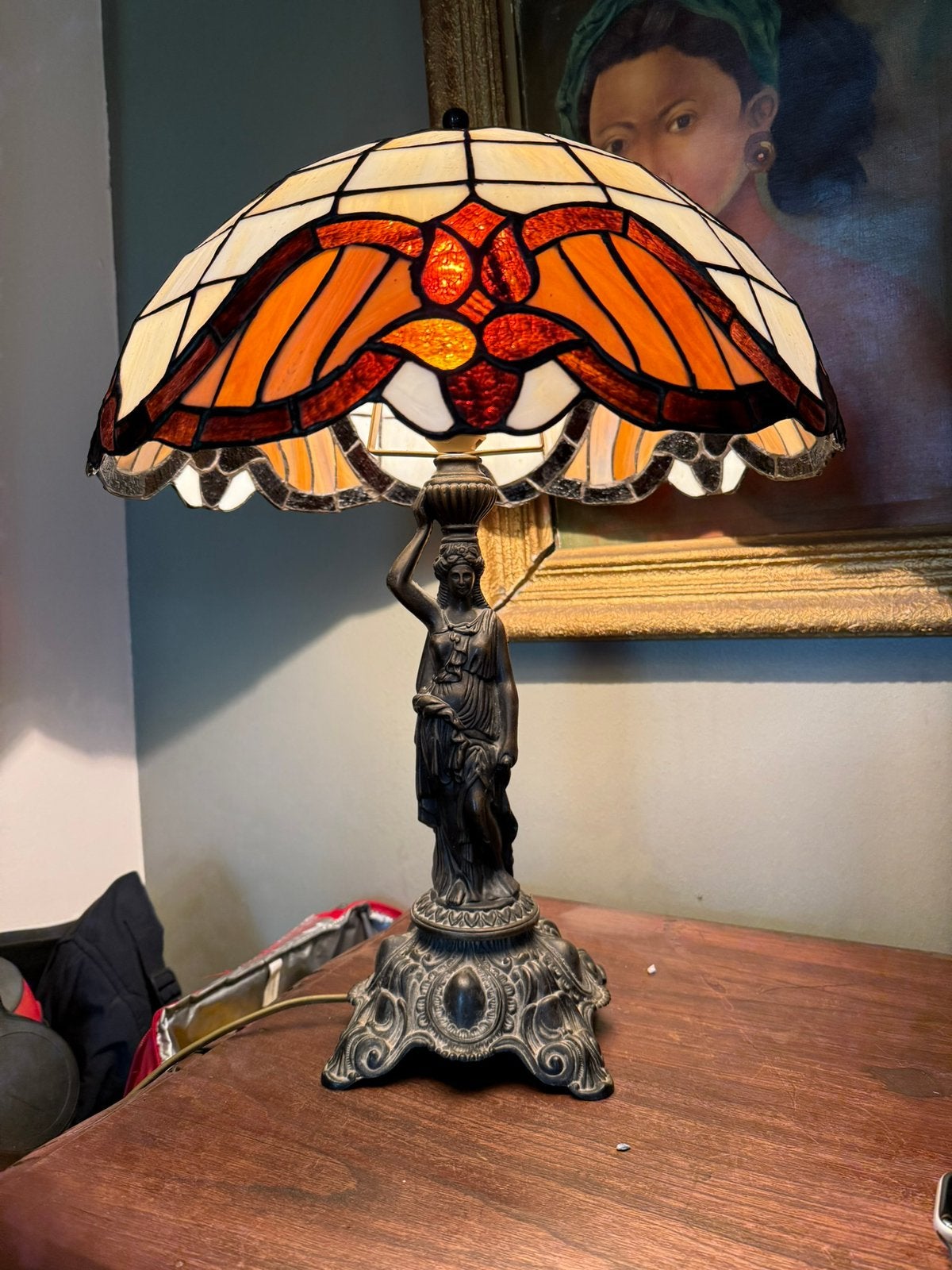 Antieke Tiffany lamp, Huis en Inrichting, Art deco, Goud, Ophalen of Verzenden, Glas