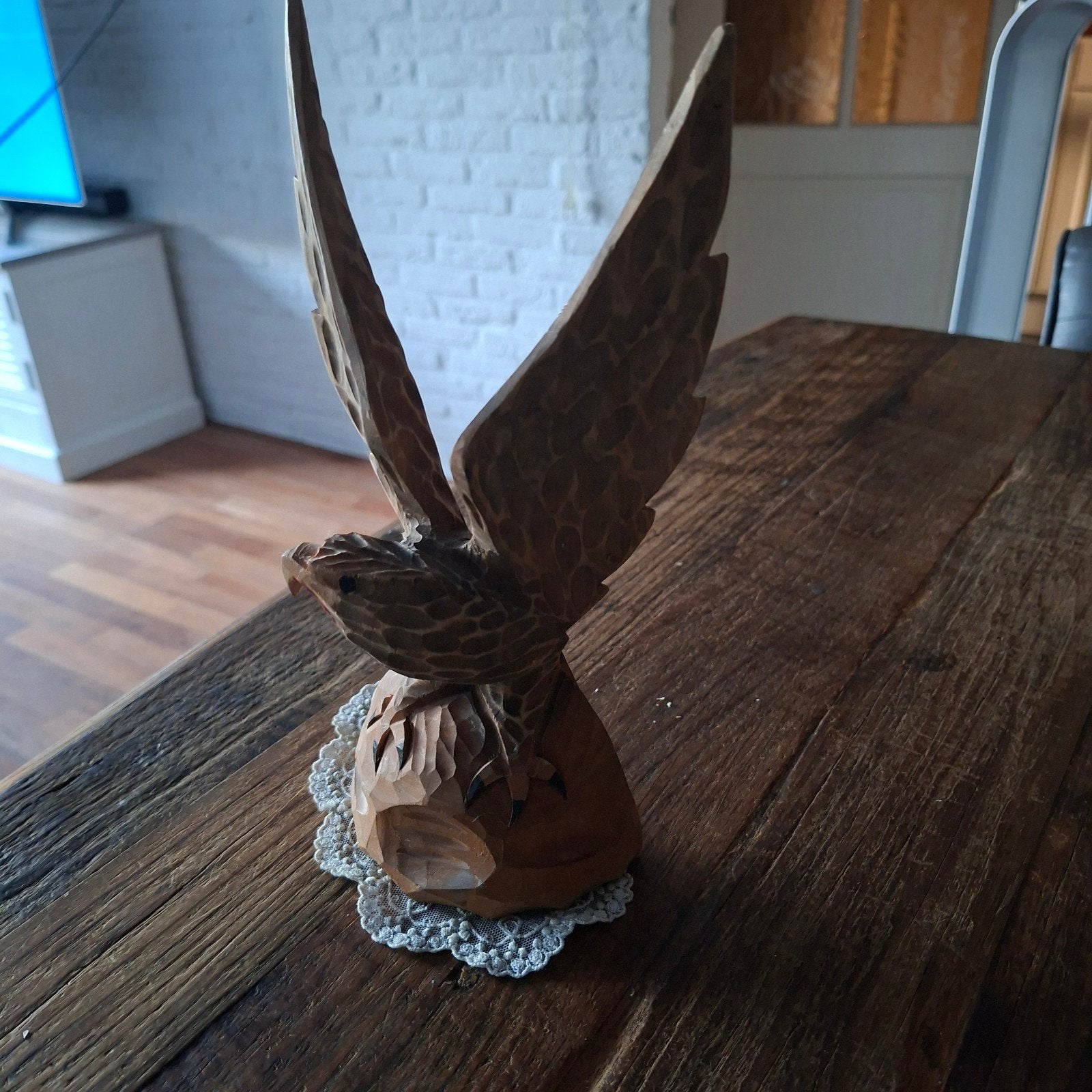 Vintage Houten Adelaar Handwerk 24x10 cm groot, Antiek en Kunst, Ophalen of Verzenden