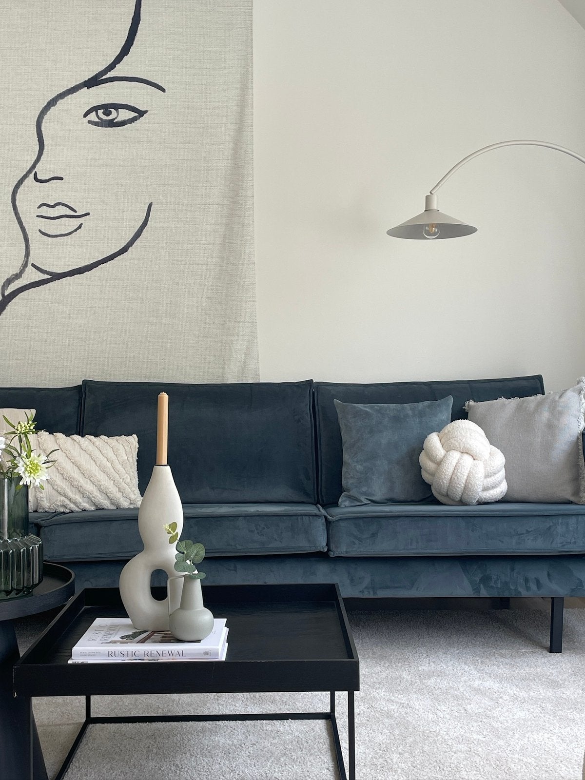 WEEKENDAANBIEDING: Driezitsbank BePureHome - Velvet blauw, Huis en Inrichting, Banken | Bankstellen, Ophalen, 250 tot 300 cm, Driepersoons