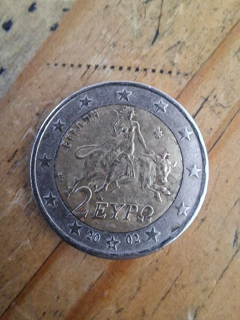 2 Euro munt Griekenland 2002-  met een S in de ster, Postzegels en Munten, Ophalen of Verzenden, Griekenland, 2 euro, Losse munt