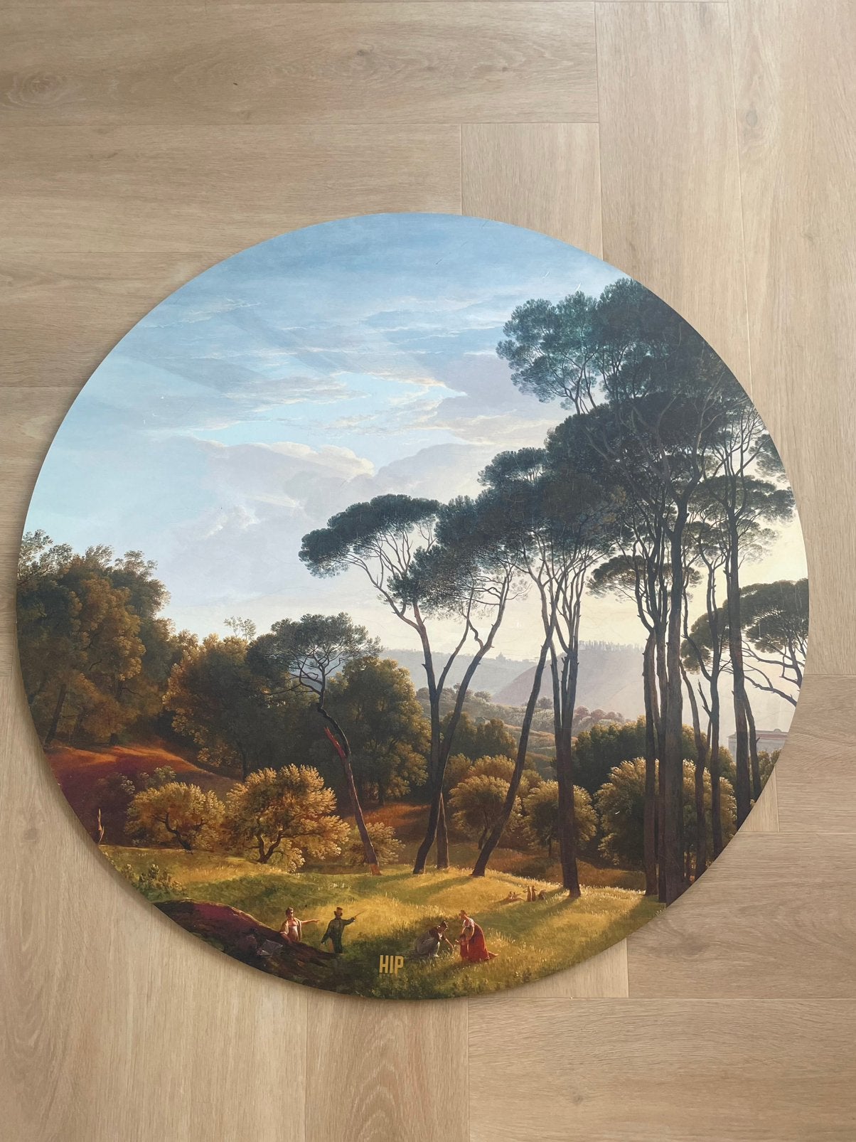 HIP ORGNL Italiaans landschap aluminium wandcirkel 80 cm, Ophalen, Metaal, Gebruikt, 80 cm