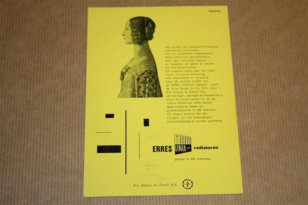 Oud vloeiblad - Stokvis & Zonen [Erres radiatoren] 1960 !!, Verzamelen, Ophalen of Verzenden, Gebruikt, Overige typen