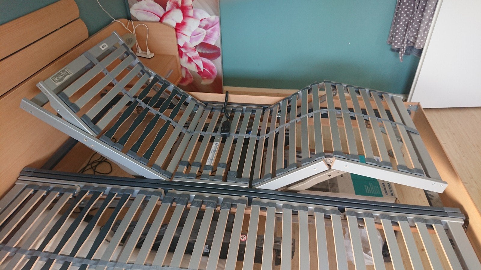 Bossflex lattenbodem 2x  80x200 cm, verstelbaar, Ophalen, Gebruikt, Eenpersoons, 80 cm
