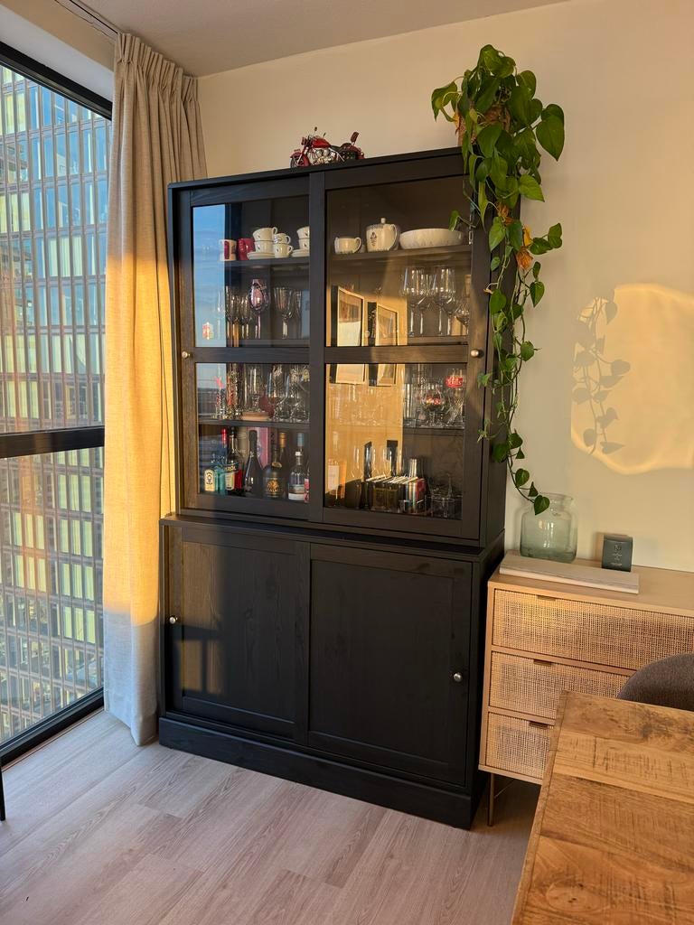 Ikea Havsta vitrinekast - Zwart, Ophalen, Met deur(en), 50 tot 100 cm, Zo goed als nieuw