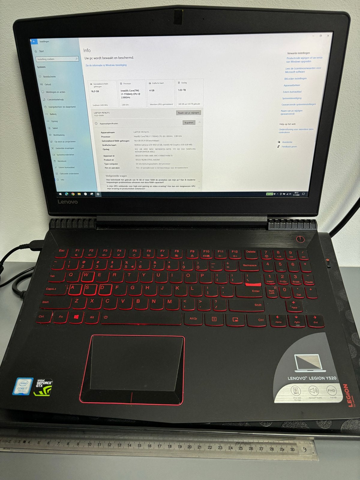 Lenovo Legion Y520 Gaming Laptop - i7-7700HQ, GTX 1050, Computers en Software, Windows Laptops, Gebruikt, 2 tot 3 Ghz, Ophalen of Verzenden