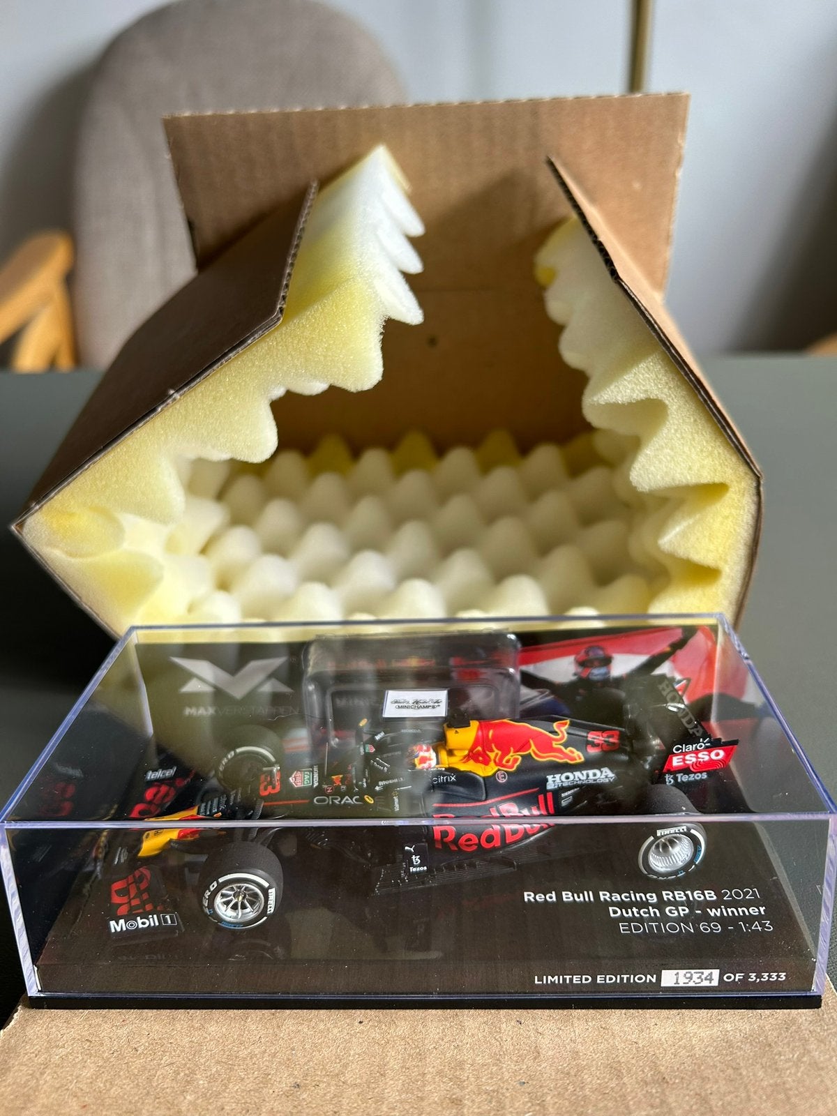 Max Verstappen Dutch GP Winner, 2021 Minichamps 1:43, Ophalen of Verzenden, Zo goed als nieuw, Formule 1