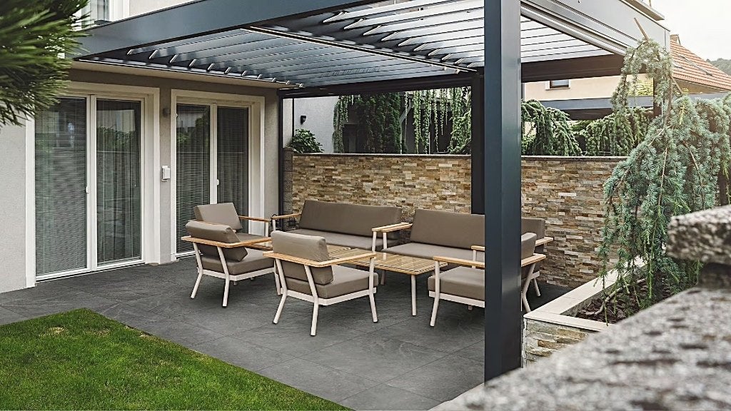DEAL: Volkeramische buitentegel Pizzara Dark Grey 60x60x3 cm, Keramiek, Nieuw, Ophalen of Verzenden, 10 m² of meer