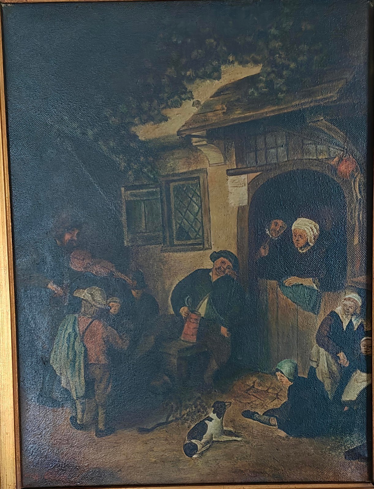 Schilderij naar Adriaan van Ostade - Dorpsgezicht, Ophalen of Verzenden