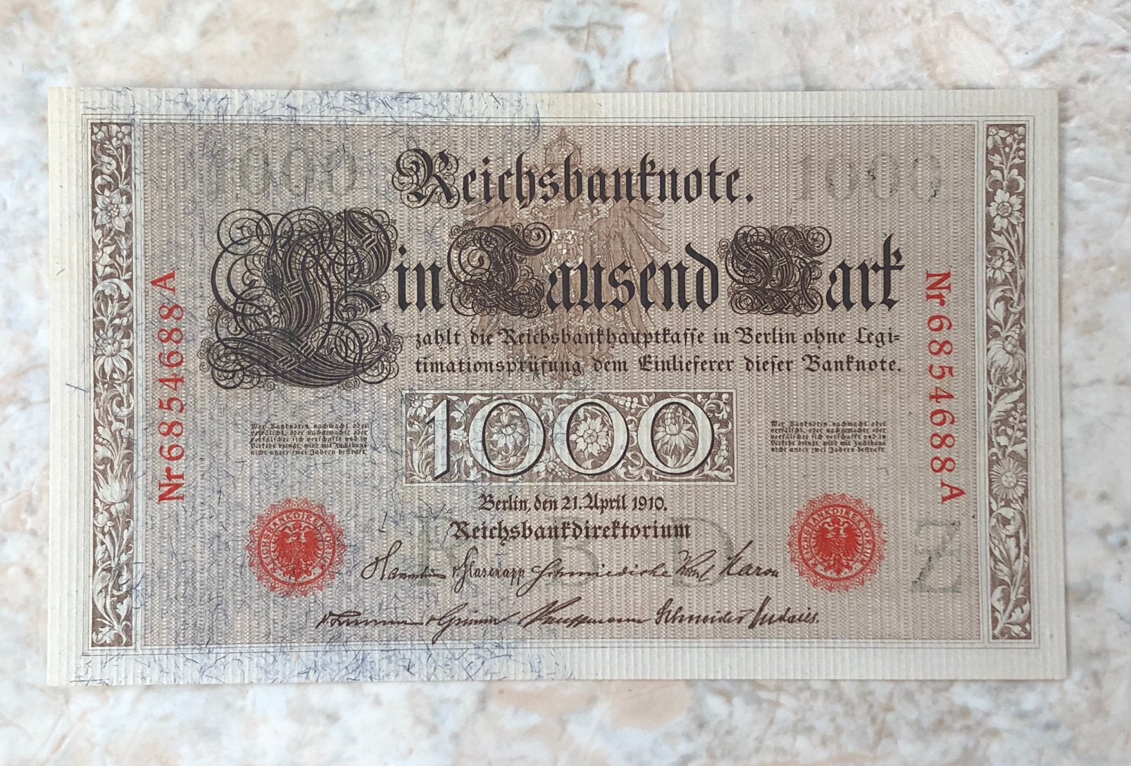 1000 mark 1910, Duitsland., Verzenden, Duitsland, Los biljet
