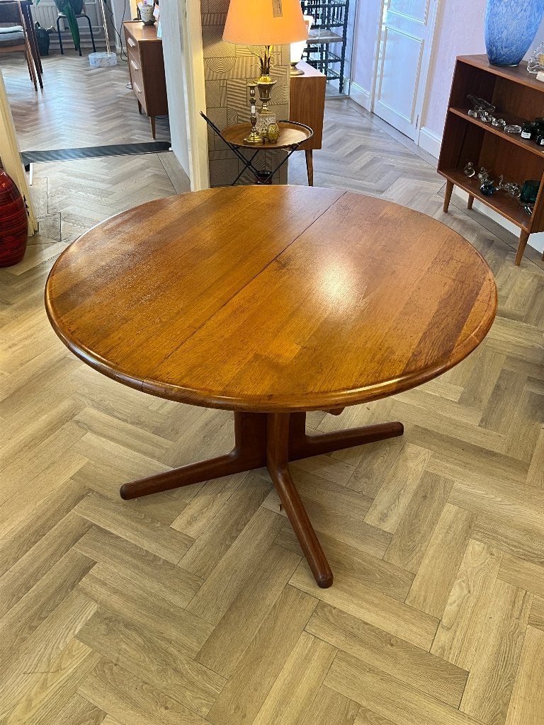 Vintage teak ronde eettafel, KS Mobler, Denemarken 1960's, Ophalen, Gebruikt, KS Mobler, Onbekend