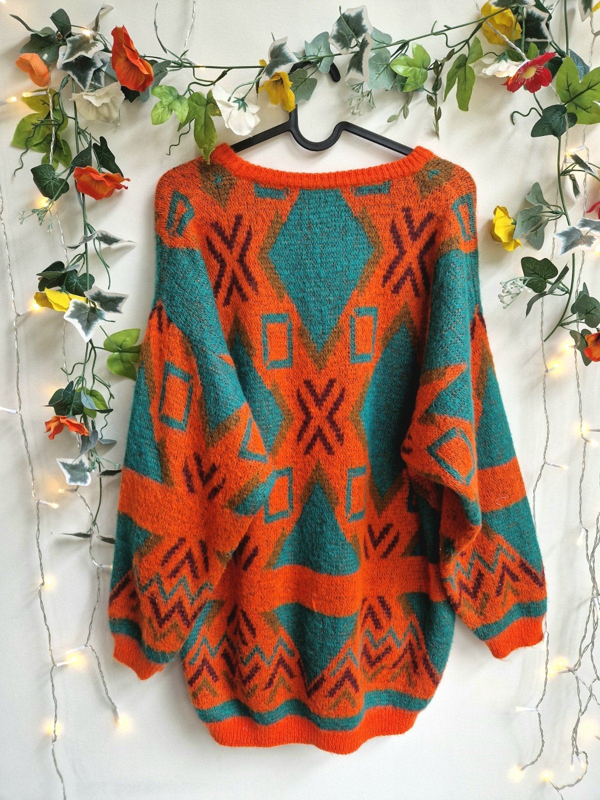 fuzzy vintage kleurrijke retro gebreide trui, Kleding | Dames, Ophalen of Verzenden, Zo goed als nieuw, Maat 46/48 (XL) of groter
