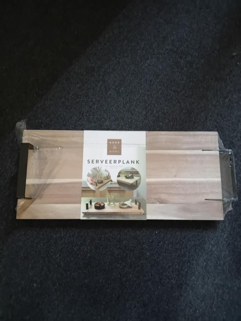 Nieuwe serveerplank met handvaten - Mood&More (45x20cm), Hout, Snij-/serveerplank, Nieuw, Ophalen of Verzenden