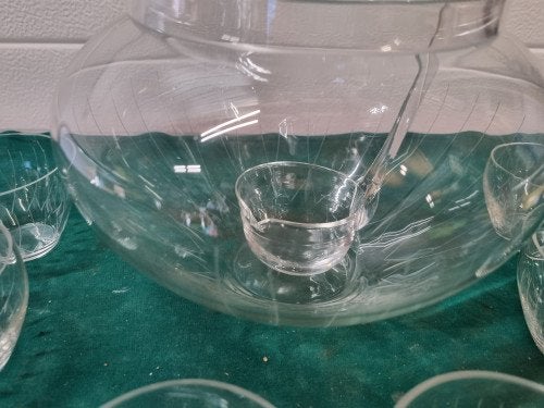 bowlpot met 8 kopjes antiek jaren 1970, Ophalen of Verzenden, 'T Olde Gre-j, Info@toldegrej.nl, Endepoelstraat 20f Didam