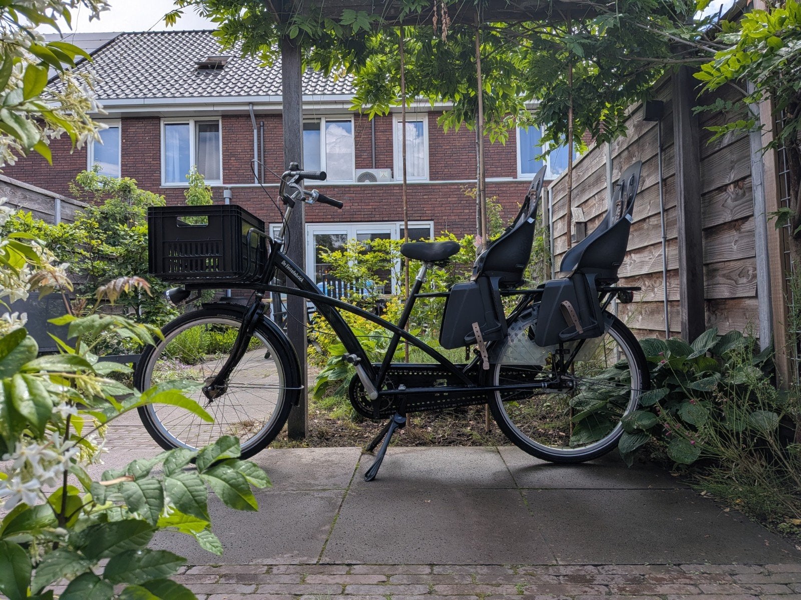 De Fietsfabriek Tweelingfiets met 2 kinderzitjes, Ophalen, Gebruikt, 2 kinderen, Fietsfabriek