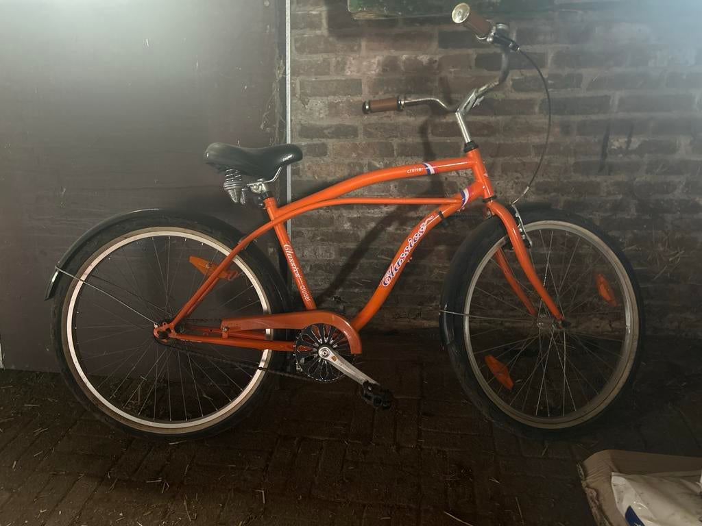 Oranje Beach Cruiser - Comfortabel en Stijlvol, Fietsen en Brommers, Fietsen | Cruisers en Lowriders, Ophalen, Terugtraprem, Gebruikt