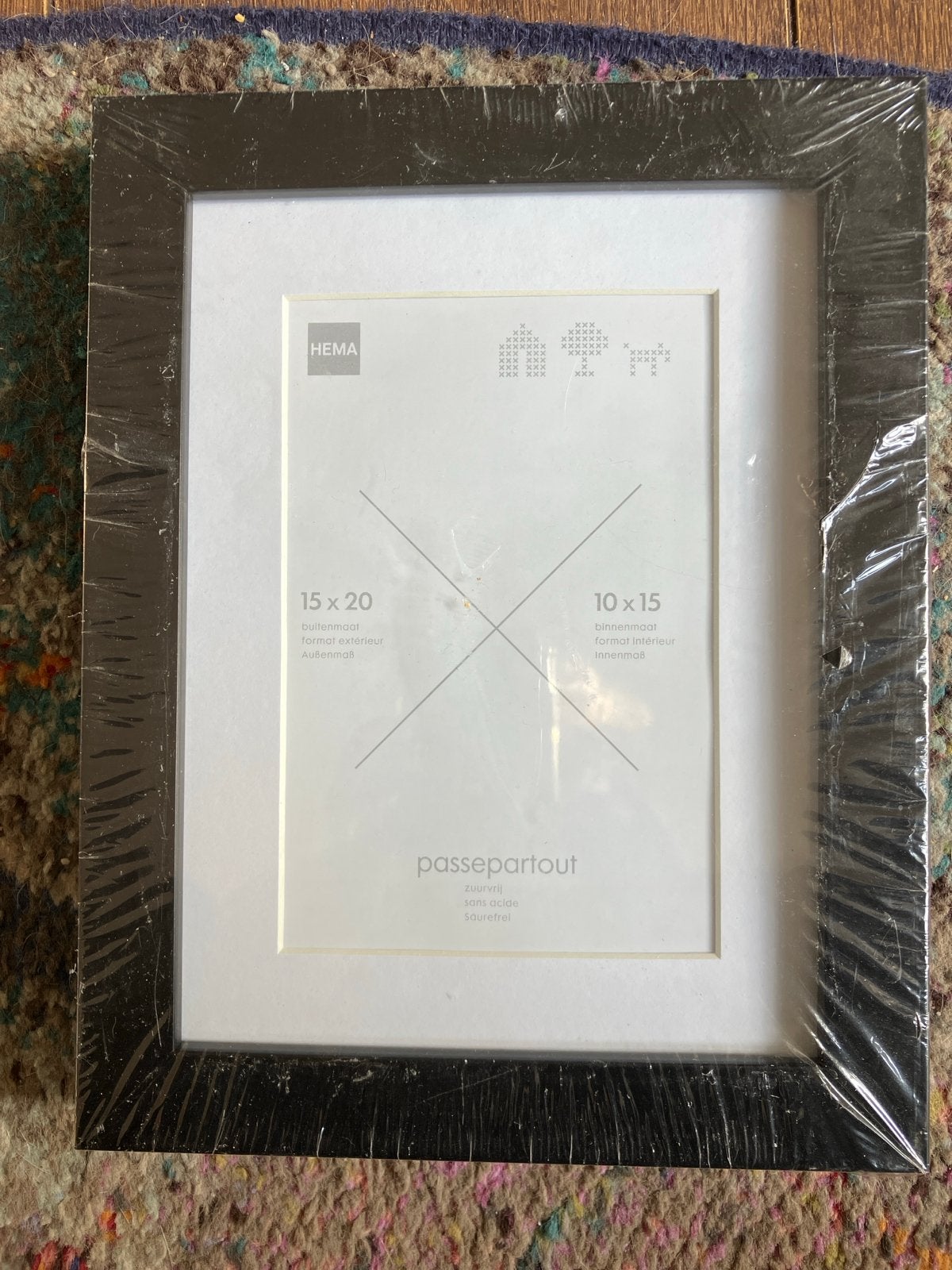 Nieuwe HEMA fotolijst zwart met passe-partout 15x20 cm, Ophalen, Nieuw, Fotolijst, Met glas