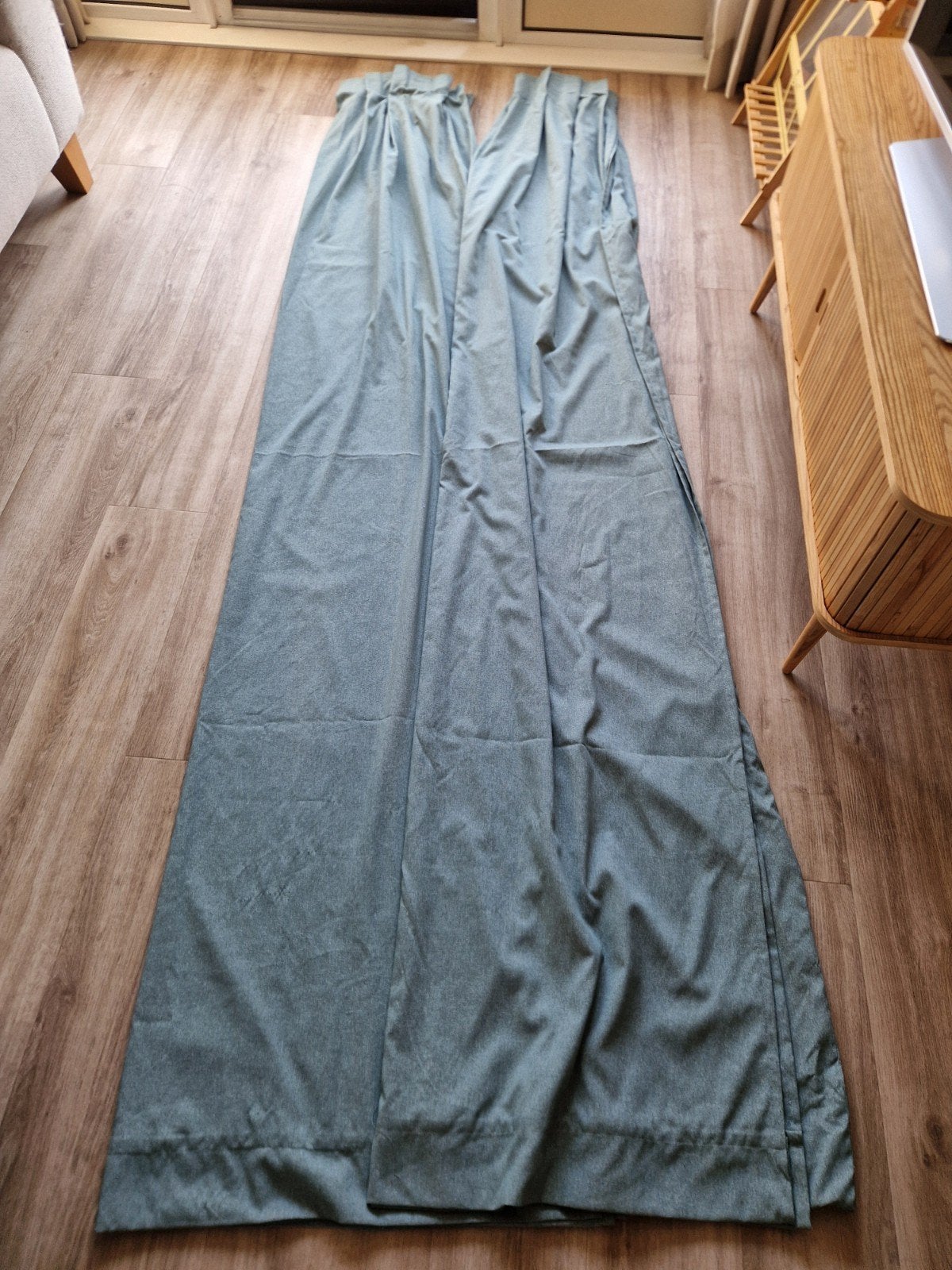 Groene gordijnen, Plooiafwerking, Ophalen of Verzenden, Gordijn, IKEA