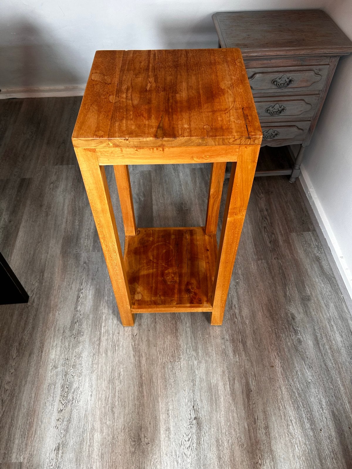 Hoge plantentafel van mangohout, Minder dan 55 cm, Gebruikt, Vierkant, Ophalen of Verzenden