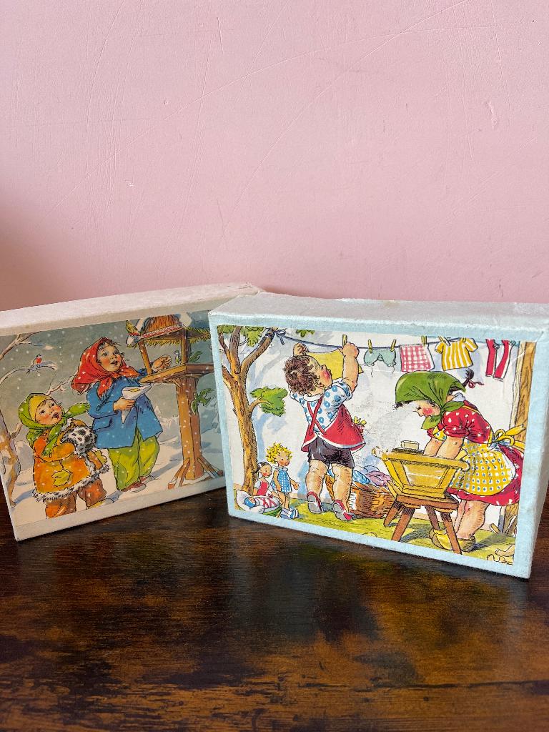 Oude houten blokken dozen, Antiek en Kunst, Ophalen of Verzenden