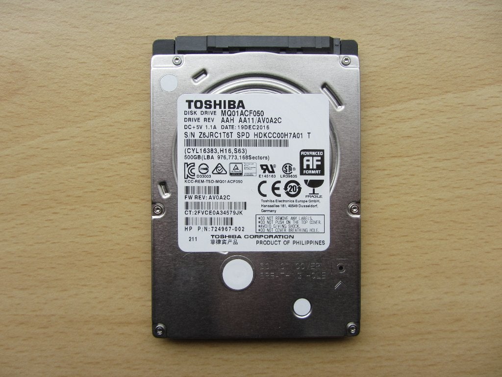 Toshiba Mobile Thin 500GB 7200RPM SATA 6Gbps 16MB Cache, Intern, Toshiba, Ophalen of Verzenden, Zo goed als nieuw