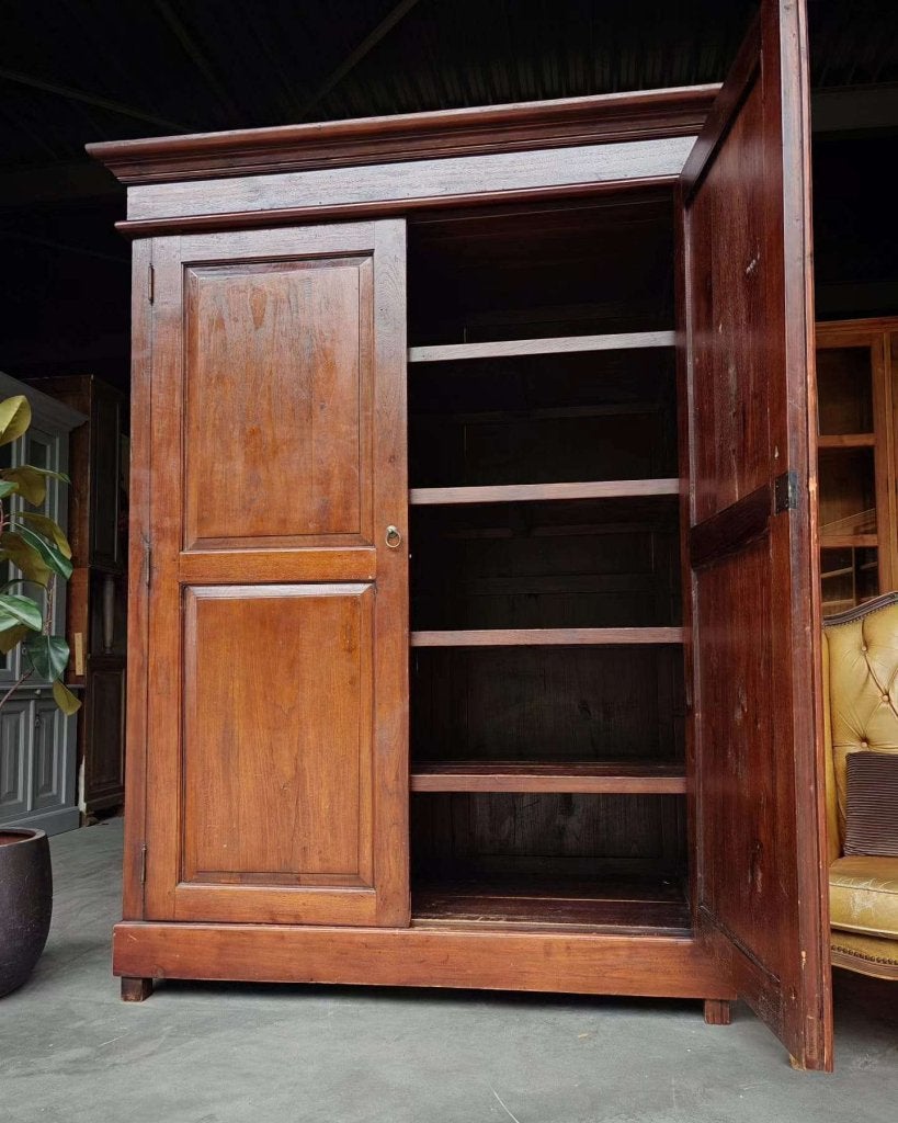 Grote teakhouten voorraadkast | Linnenkast teak #0210, Ophalen of Verzenden