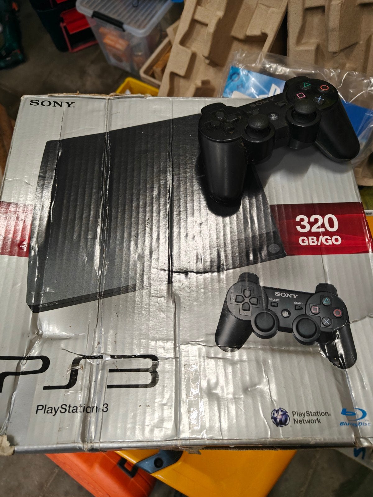 PlayStation 3 phat in doos 320 gb 1 controller, Gebruikt, Phat, M, Ophalen of Verzenden