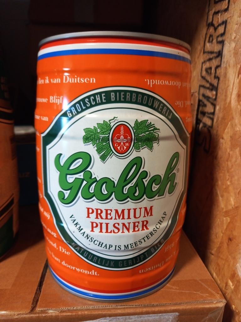 Grolsch WILHELMUS Pilsener 5 liter Bier Blik Vaatje (leeg), Verzenden, Zo goed als nieuw, Overige typen, Grolsch