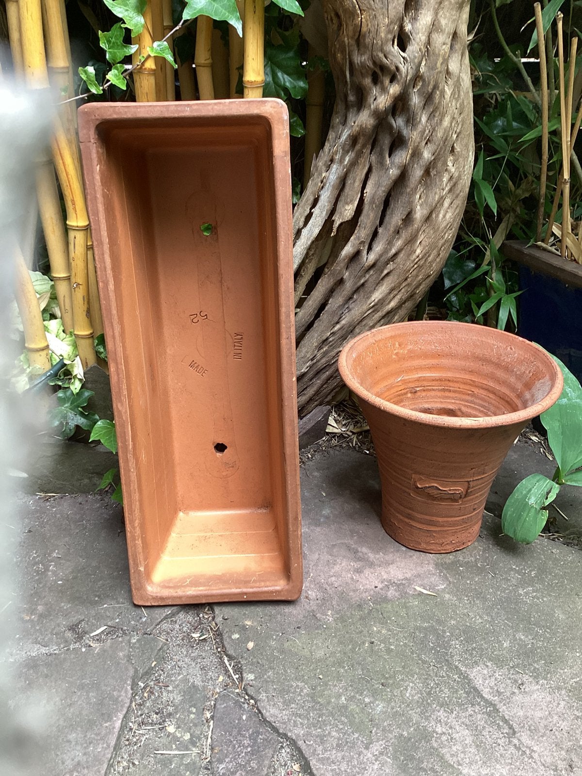 Terracotta plantenbak en plantenpot (lees de adv. svp.), Tuin en Terras, Ophalen, Steen, Minder dan 30 cm, Minder dan 60 cm