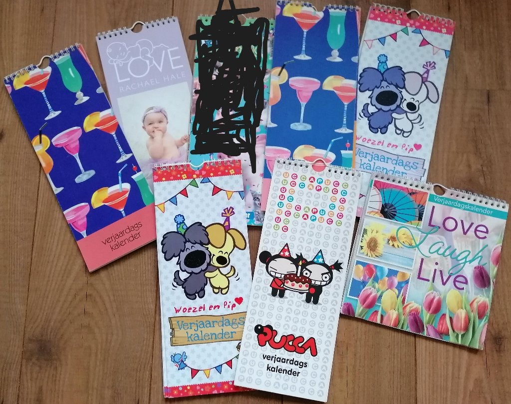 7 nieuwe verjaardagskalenders, Ophalen of Verzenden, Jaarkalender, Nieuw