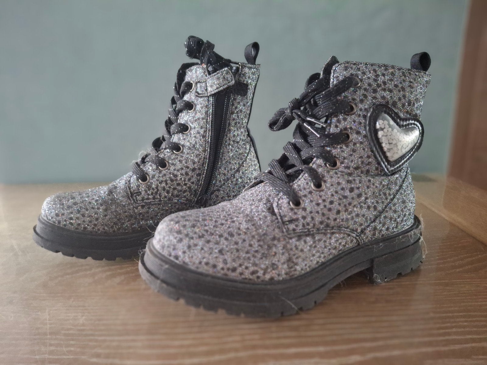 Glitter laarzen met hartje voor meisjes, maat 30, Ophalen, Gebruikt, Meisje, Laarzen