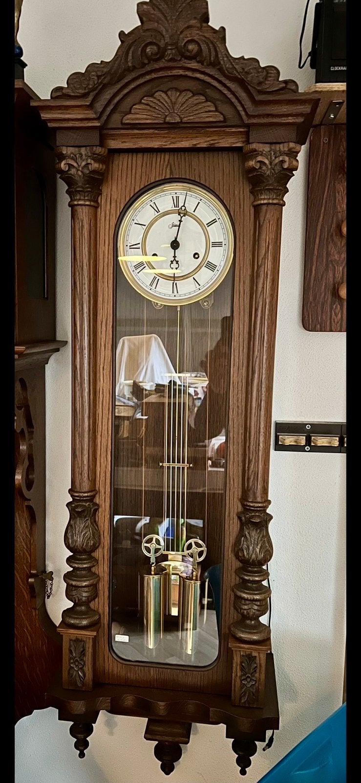 Mooie als nieuwe houten klok met harp slinger, Ophalen