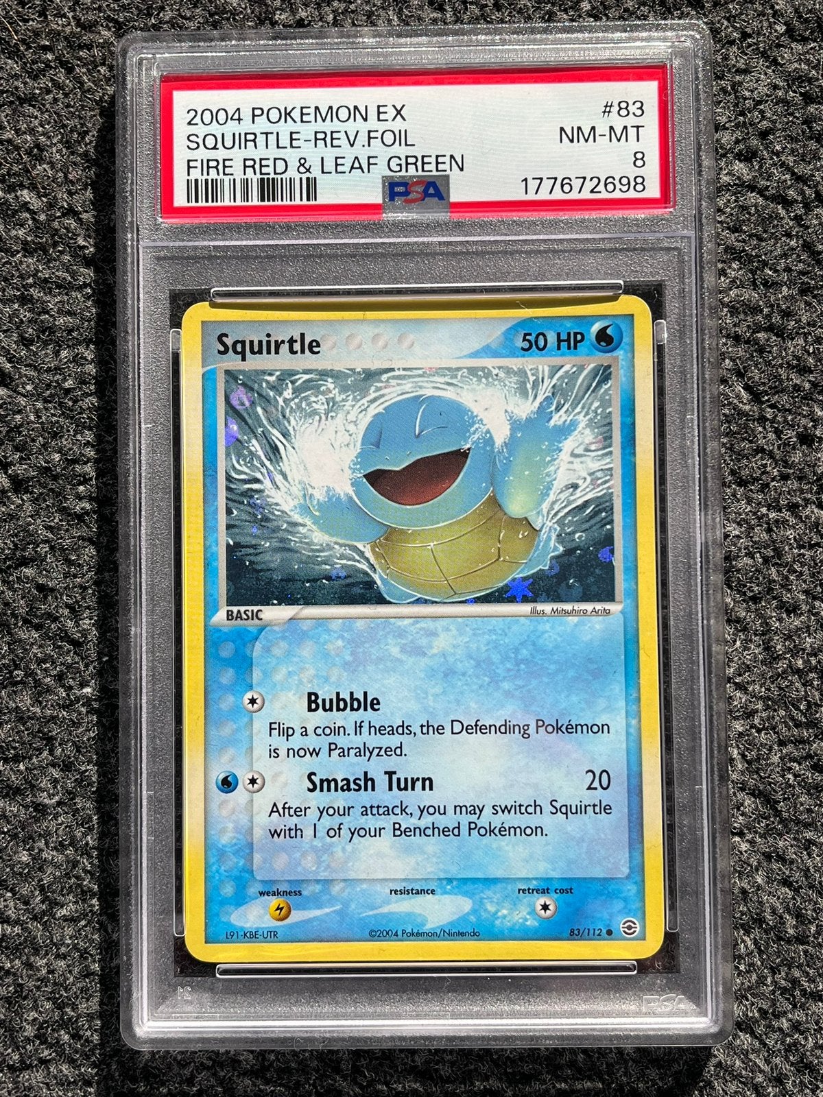 Pokémon PSA 8 Squirtle Rev. Holo #83 Fire red & Leaf green