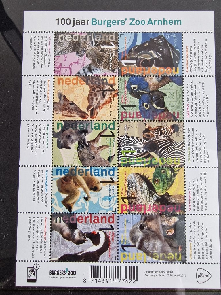 2013 V3028-3037 Burgers Zoo 100 jaar. Postfris., Ophalen of Verzenden, Na 1940, Postfris