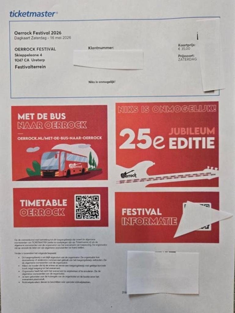 Oerrock 2 tickets zaterdag, Tickets en Kaartjes
