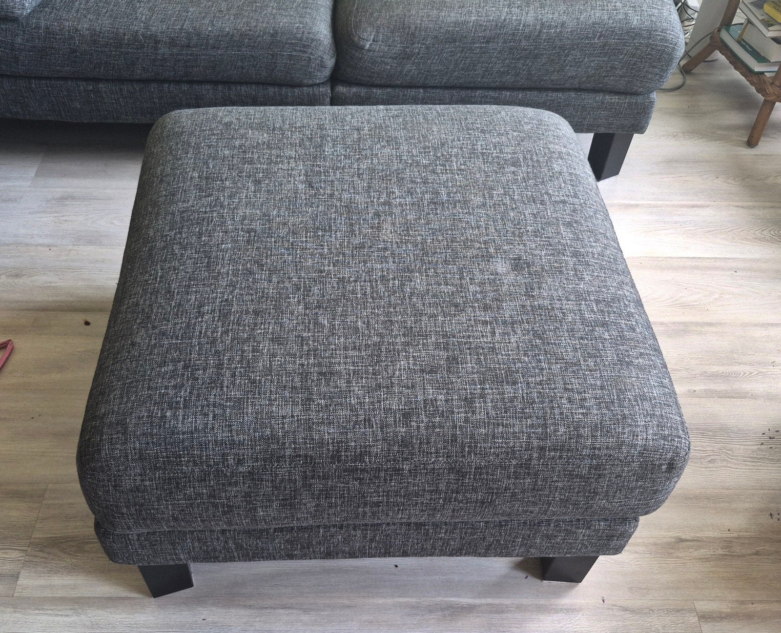 Antraciete stoffen poef - 74x74x40 cm, Ophalen, Gebruikt, Stof, 50 tot 75 cm