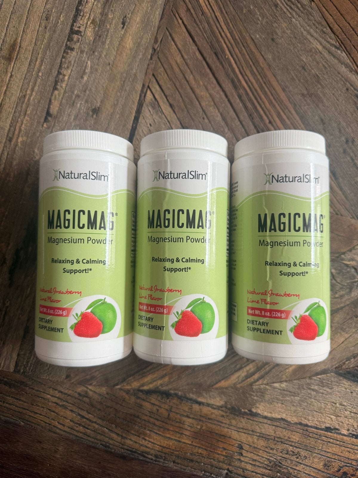 3x Natural Slim MagicMag Magnesium Poeder Aardbei-Limoen, Ophalen of Verzenden, Nieuw, Poeder of Drank