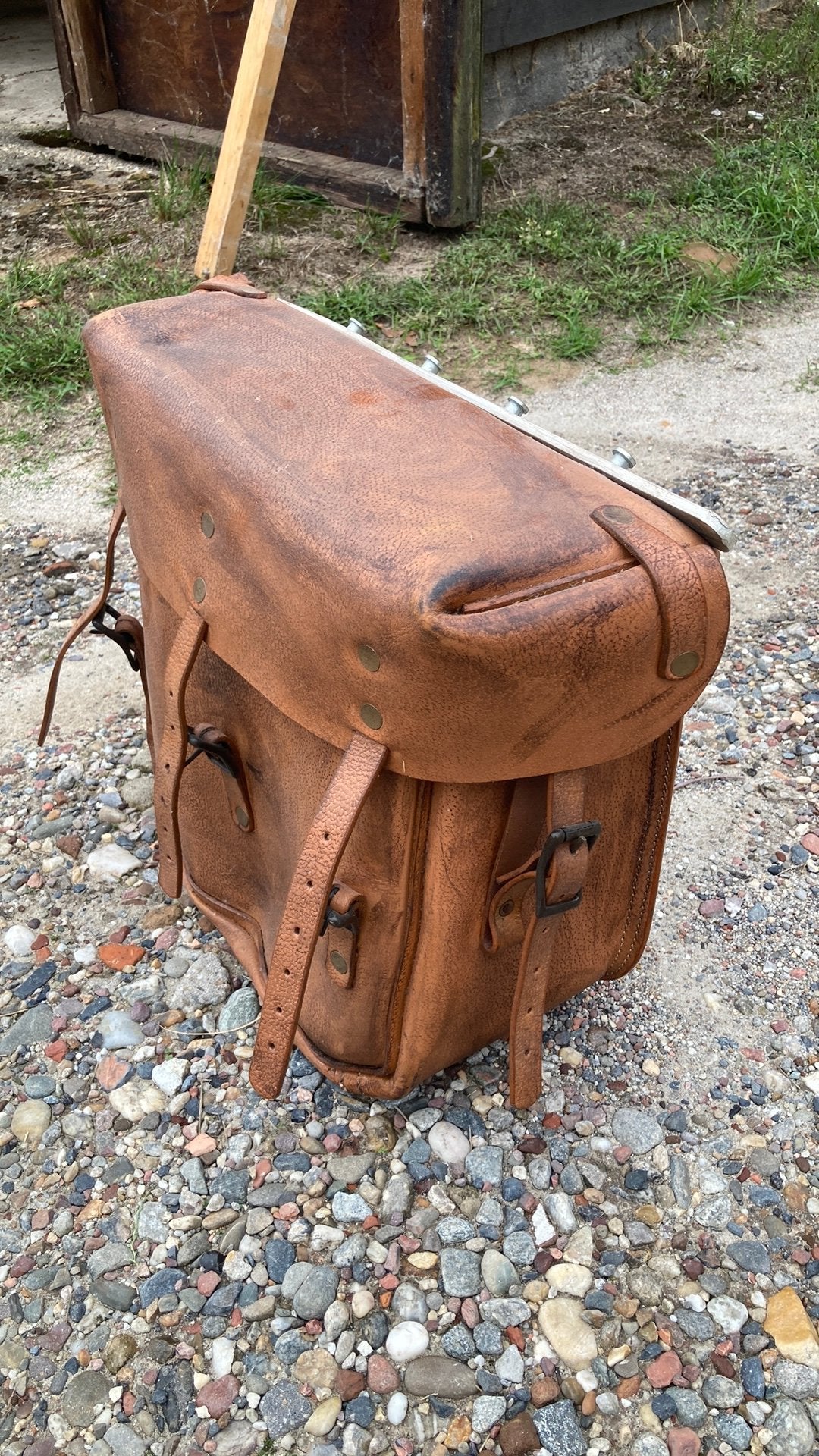 Zijtas, pannier, dik leer, Ophalen of Verzenden, Gebruikt