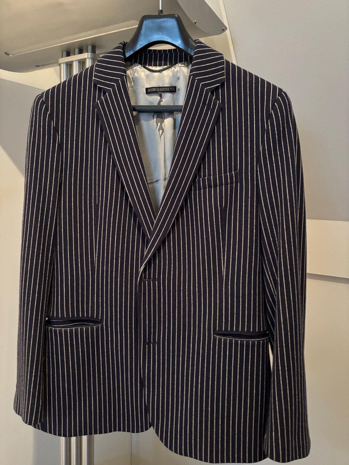 Drykorn jasje blauw wit krijtstreep mt. 50 Z.g.a.n., Kleding | Heren, Ophalen of Verzenden, Zo goed als nieuw, Maat 48/50 (M)