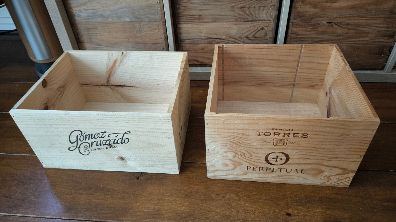 X2 houten wijndoos wijnkist kisten opbergen decoratie, Ophalen of Verzenden, Minder dan 50 cm, Minder dan 50 cm