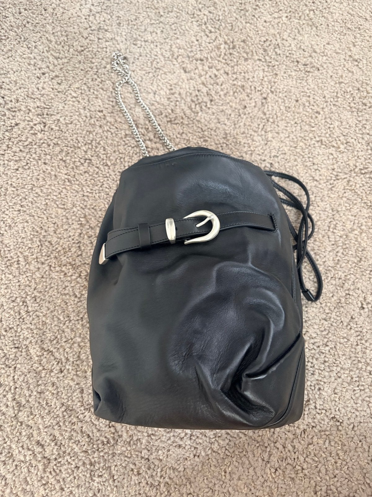 Nieuw: IRO Zwarte Leren Emmer Tas met Ketting, Ophalen of Verzenden, Gebruikt, Zwart, Schoudertasje