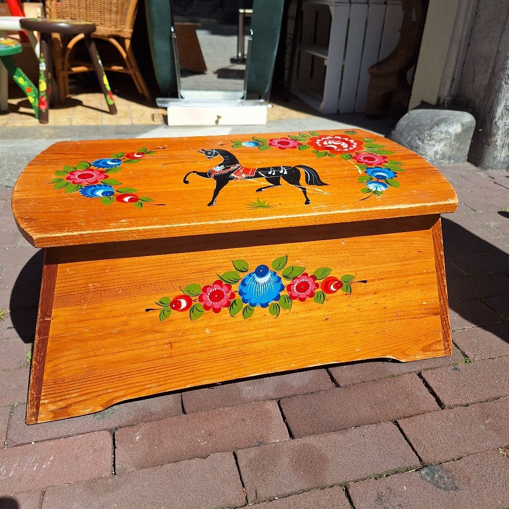 Jaren 50-60 Houten Bankje / Klepbankje / Opbergruimte, Ophalen, Gebruikt, Eenpersoons, -