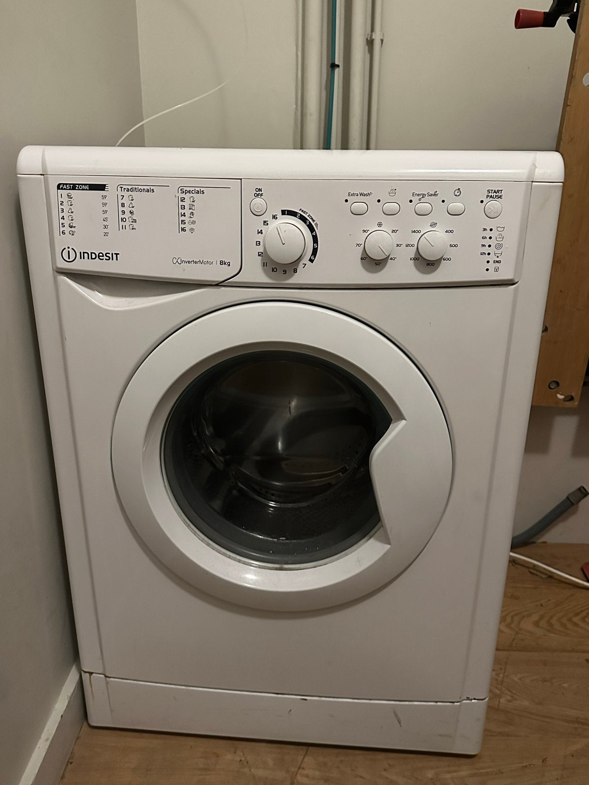 Indesit EWD71453W  Wasmachine 8kg - InverterMotor, Witgoed en Apparatuur, Ophalen, 1200 tot 1600 toeren, Gebruikt, 8 tot 10 kg