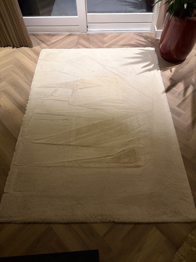 Hoogpolig vloerkleed crème, Ophalen, Gebruikt, 150 tot 200 cm, 200 cm of meer